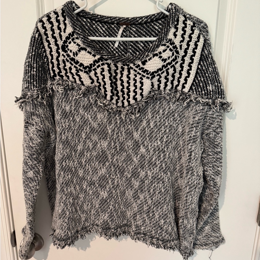 Free People Monochrome Textured Sweater